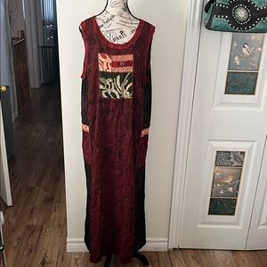 Chic Sleeveless Red and Black Maxi Dress